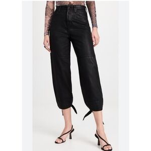 7 For All Mankind Shiny Black Balloon Tie Pants – Size 27
